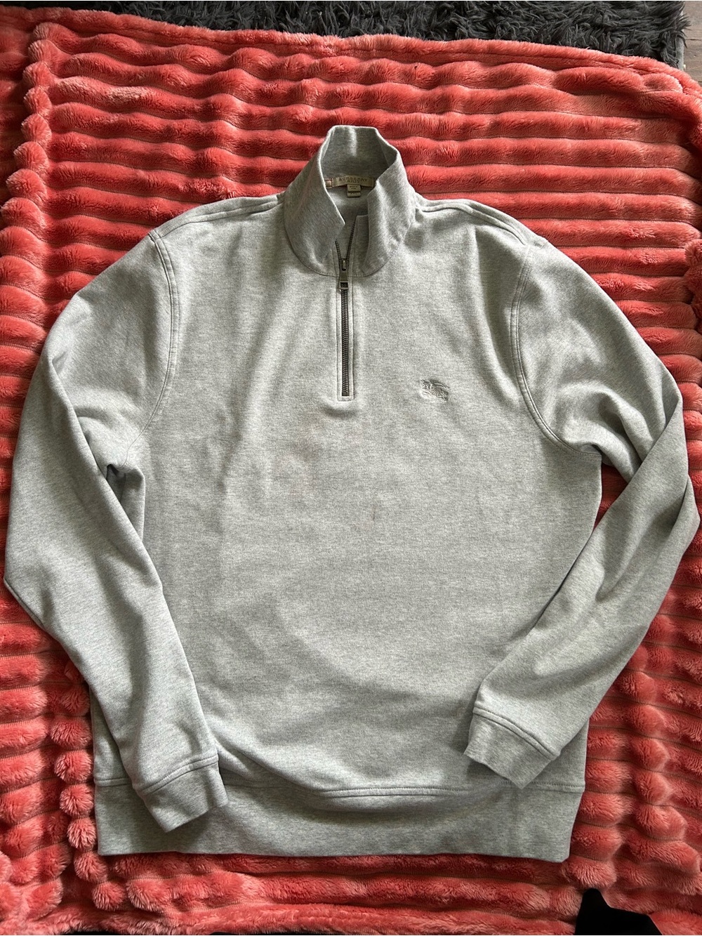 Burberry Light Gray Half-Zip Sweater